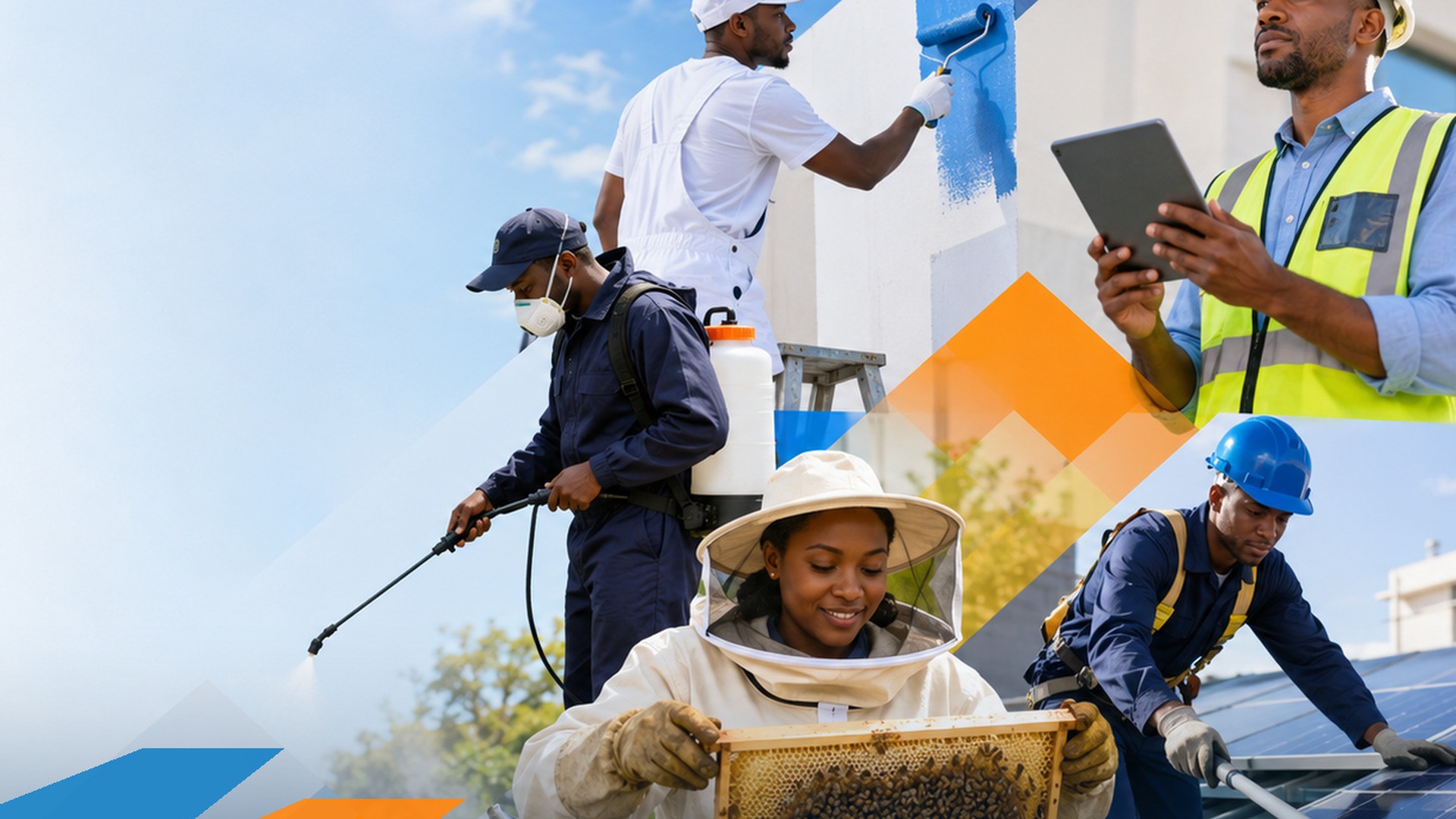 Unidad specialists supporting painting, pest control, bee removal and solar cleaning