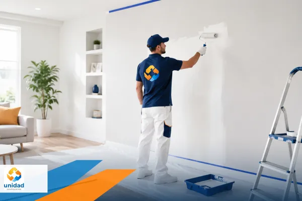 Professional painter applying an even wall finish